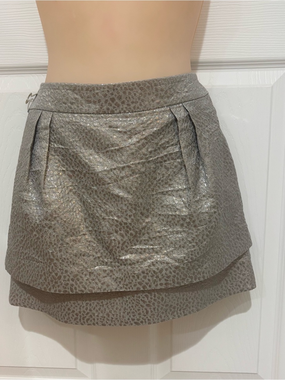 Express Metallic Layered Mini Skirt - Silver